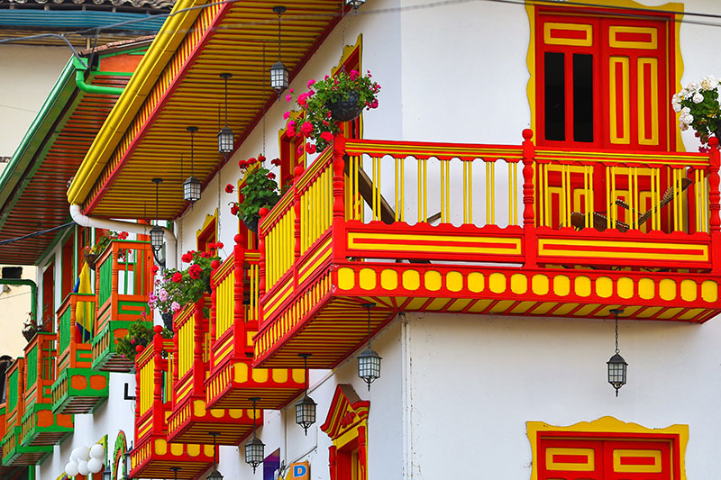 colorful balconies in colombia
