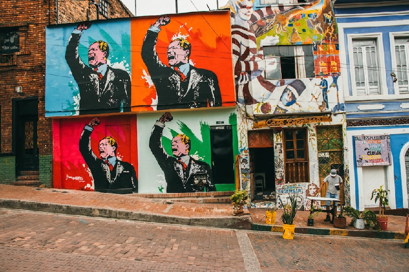 Street art graffiti in Bogota Colombia