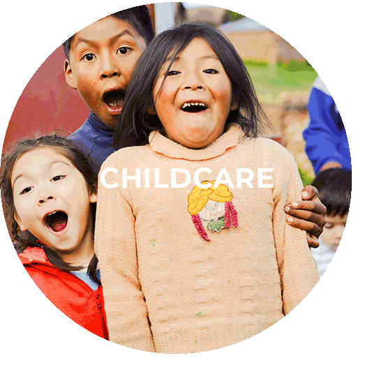 Button für das Childcare Programm Peru