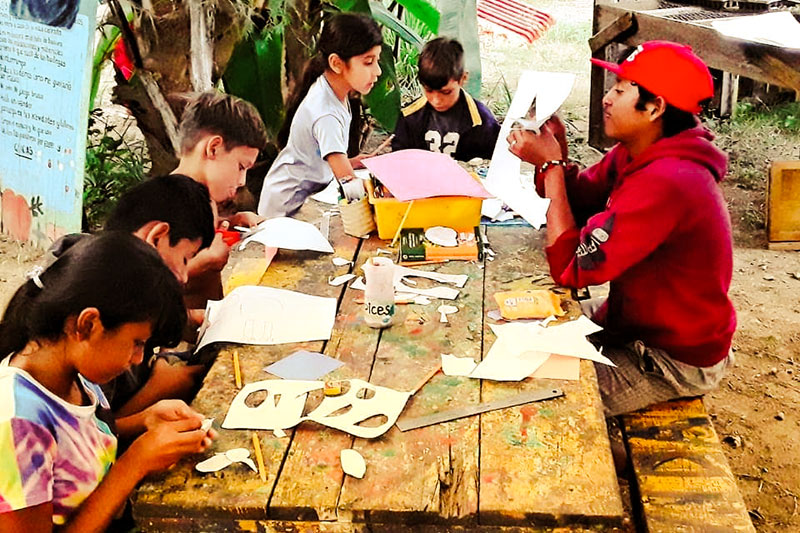 Children doing handicrafts in the Childcare Project in Mexico