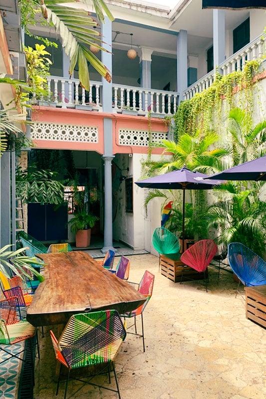 Innenhof des Hostels in Cartagena