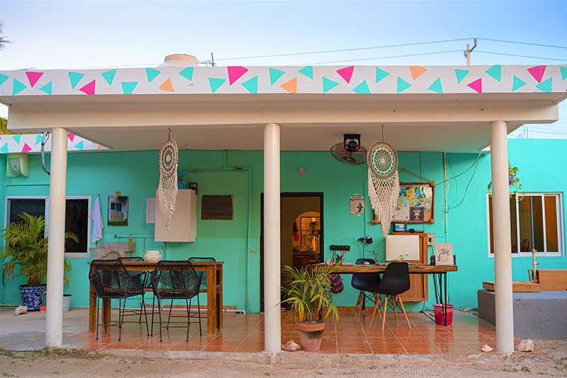 Außenbereich Hostel Holbox Mexiko