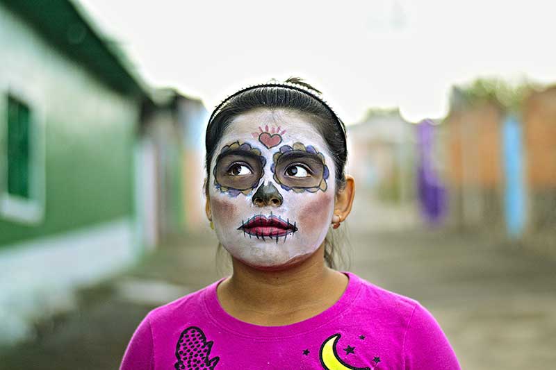 Schminke Gesicht Mädchen Mexico