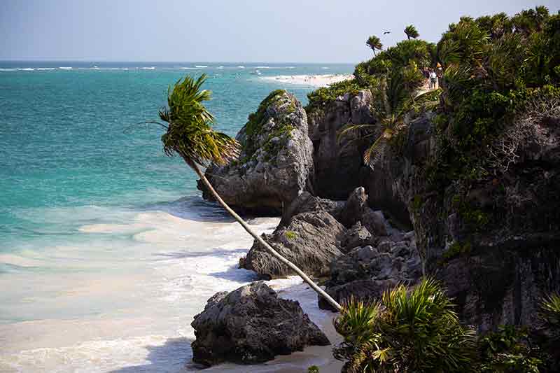 Palmen weißer Strand Tulum, Mexico