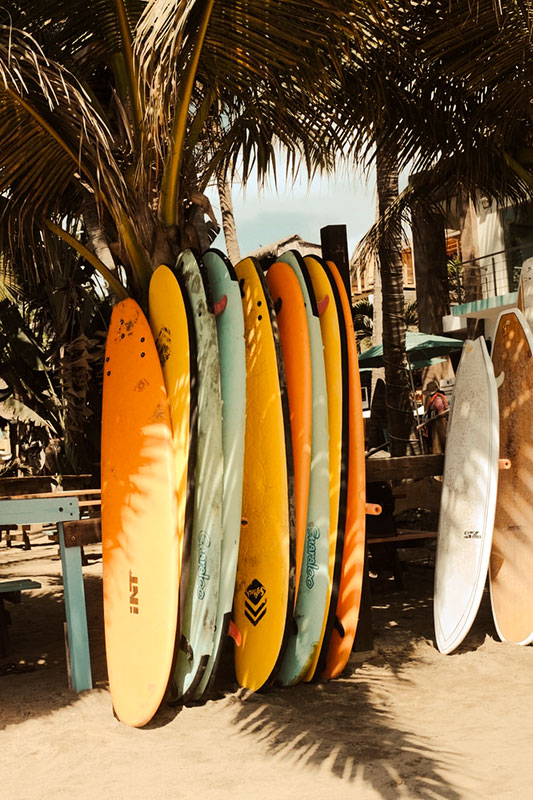 Surfbretter in Sayulita in Mexiko
